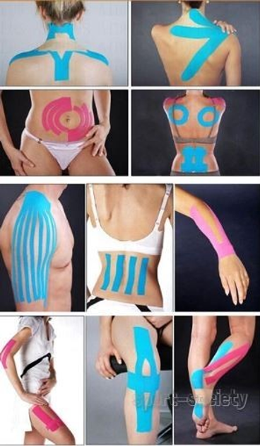 Кінезіо тейп (кінезіологічний тейп) Kinesiology Tape 5см х 5м синій - зображення 6