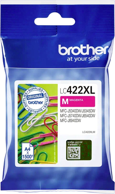 Чорнило Brother LC422 M XL для MFC-J5340DW/J5345DW/J5740DW/J6540DW/J6940DW 1500 аркушів Magenta (4977766815604) - зображення 1