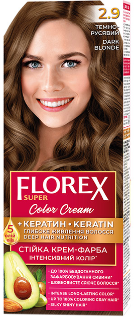 Набор Florex Super Стойкая крем-краска для волос Кератин 2.9 Темно ...
