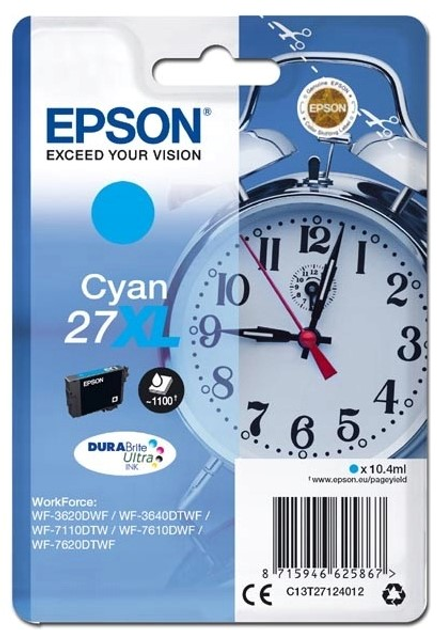 Tusze do drukarek Epson T2712 27 XL DURABrite Singlepack Cyan 10 ml (8715946625867) - obraz 1