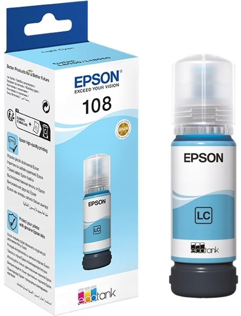 Tusz Epson EcoTank 108 Light Cyan 70 ml (8715946712376) - obraz 1