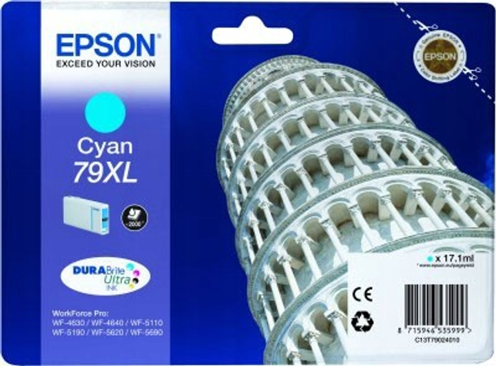 Tusz Epson DURABrite 79 XL Ultra Cyan 17 ml (8715946535999) - obraz 1