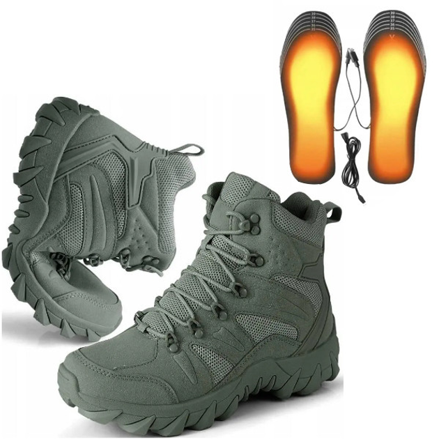 Военно-тактические водонепроницаемые кожаные ботинки OLIV с согревающей стелькой USB размер 40 - изображение 1