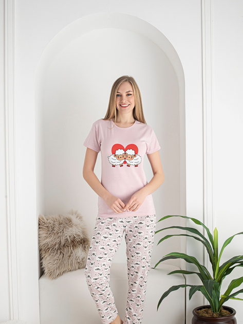 Піжама (штани+футболка) жіноча NOVITI PD004-W-01 XL Рожева (5905204314289) - зображення 1