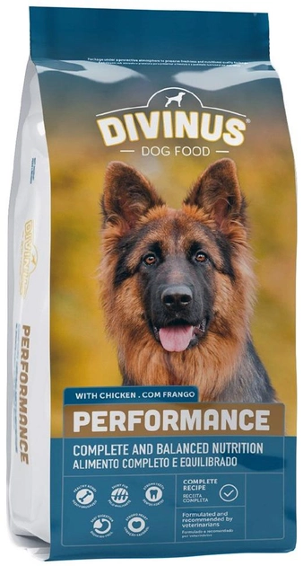 Sucha karma dla psów Divinus performance dla owczarka niemieckiego z kurczakiem 10 kg (5600276940526) - obraz 1