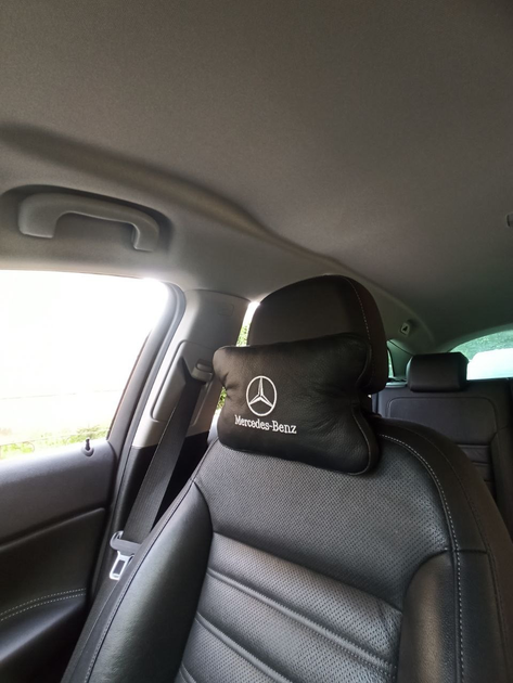 Подушка подголовник с логотипом Mercedes-Benz из натуральной кожи на ...