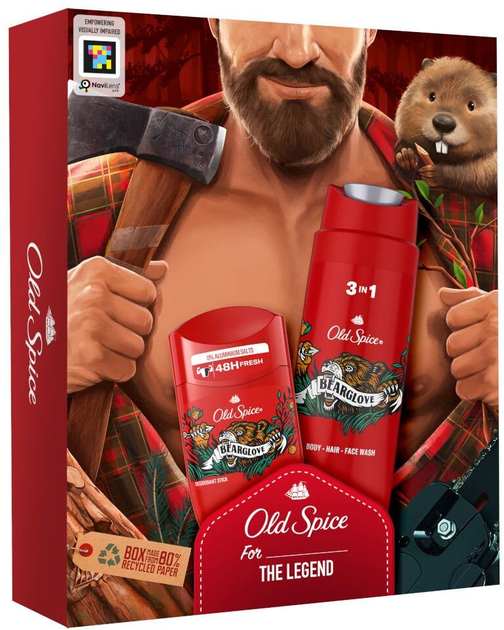 Zestaw upominkowy Old Spice Lumberjack Bearglove Żel pod prysznic 3 w 1 250 ml + Dezodorant w sztyfcie 50 ml (8700216131797) - obraz 1
