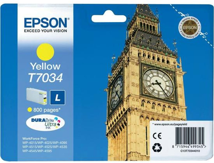 Tusz Epson T7034 L 9.6 ml Yellow (8715946499345) - obraz 1