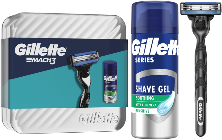 Косметический набор для бритья Gillette Бритва Mach3 + Гель для бритья ...