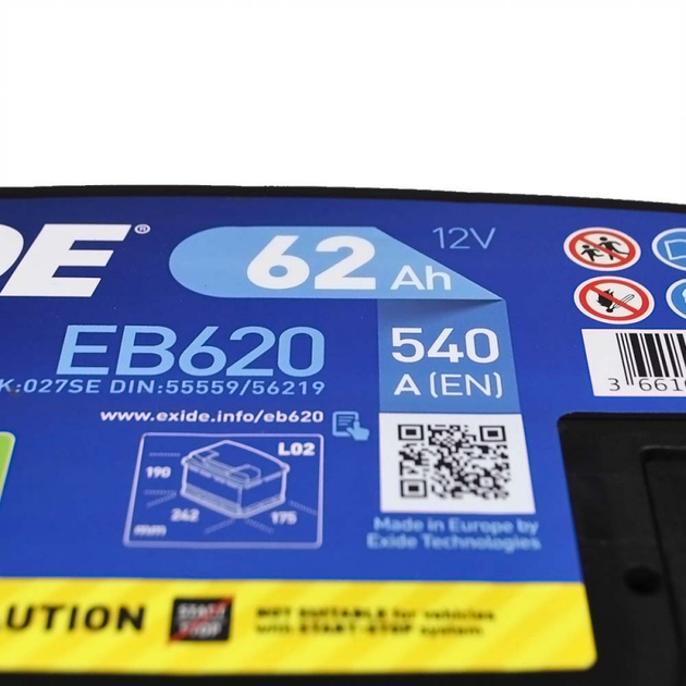 Аккумулятор автомобильный EXIDE Excell 62Аh 540Ah R+ - изображение 3