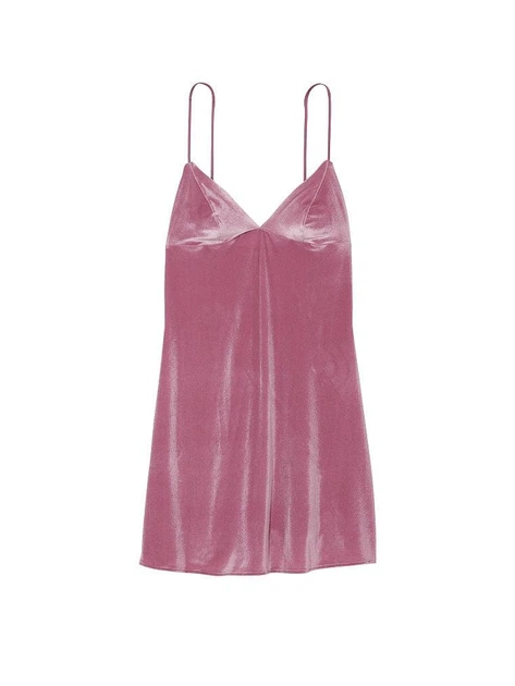 Нічна сорочка Victoria's Secret (144000905041QCJXS) Velvet Slip Dress велюрова XS рожева - зображення 3
