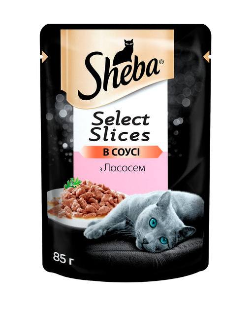 Консервований корм Sheba Select Slices з лососем у соусі 12 шт х 85 г (4770608257279-12) - Фото 1 Консервований корм Sheba Select Slices з лососем у соусі 12 шт х 85 г (4770608257279-12) - зображення 1