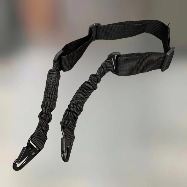 Ремінь двоточковий для АК Чорний 4 см, автоматний ремінь, ремінь для автомата - зображення 1