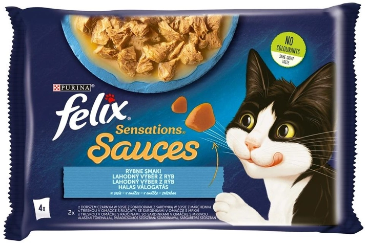 Вологий корм для котів Purina Felix Sensations Риба в соусі 4 x 85 г (7613039777961) - зображення 1