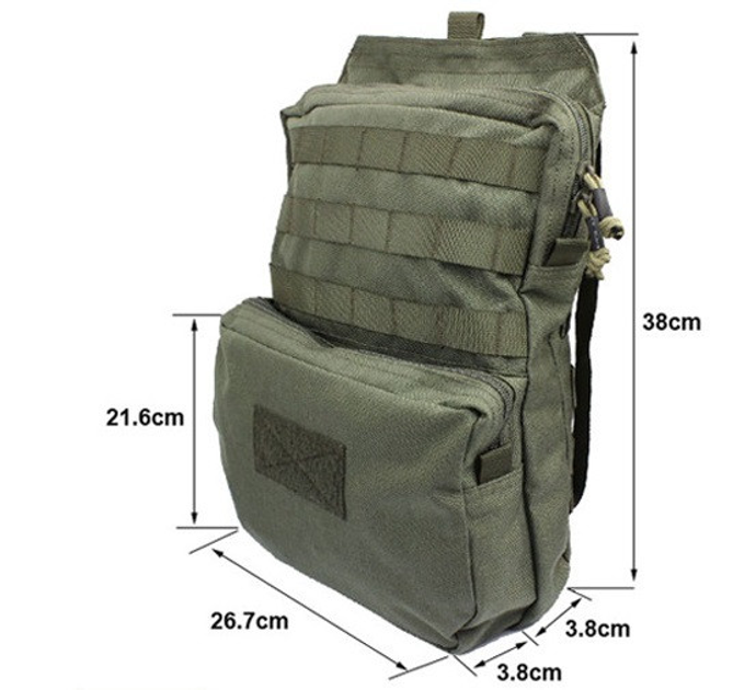 Тактичний рюкзак на плитоностку, утилітарний підсумок під гідратор ROCO tactical Кордура 1000D олива - зображення 2