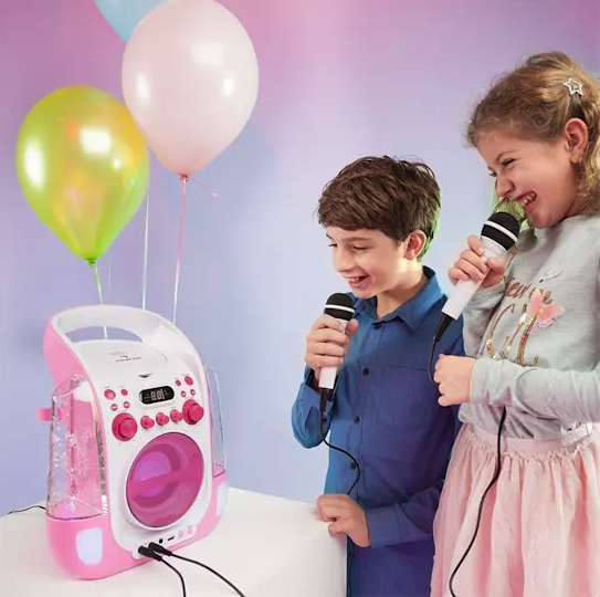 Дитяча караоке-система Auna Kara Liquida, CD, USB, MP3, світлодіодний фонтан, 2 мікрофони - Фото 3 Дитяча караоке-система Auna Kara Liquida, CD, USB, MP3, світлодіодний фонтан, 2 мікрофони - зображення 3