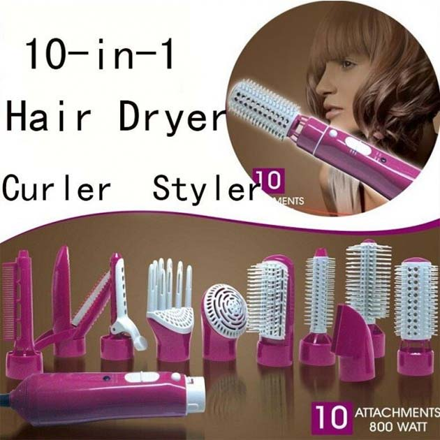 Фен мультистайлер LED 10 в 1 Hair Styler Fullcome 87010 Рожевий - зображення 2