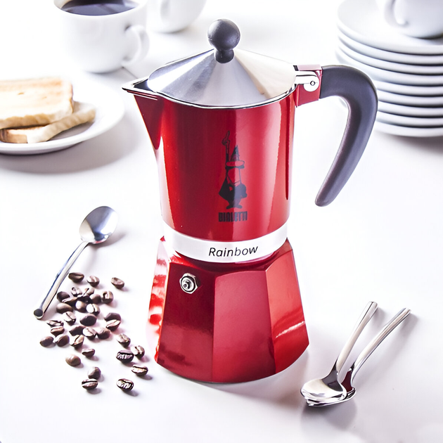 Гейзерна кавоварка Bialetti Rainbow 6 Cup Red 300 мл (8006363018487) - зображення 3
