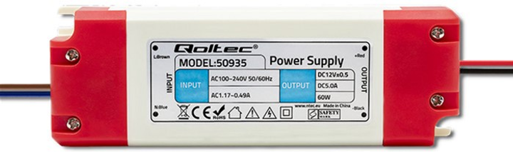 Zasilacz impulsowy Qoltec LED IP20, 60 W, 12 V, 5 A (50935) (5901878509358) - obraz 1