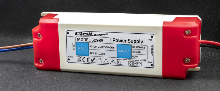 Zasilacz impulsowy Qoltec LED IP20, 60 W, 12 V, 5 A (50935) (5901878509358) - obraz 5