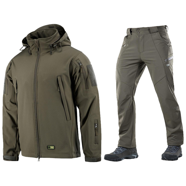 Чоловічий Комплект M-TAC на флісі Куртка + Штани / Утеплена Форма SOFT SHELL олива розмір S 42 - зображення 1