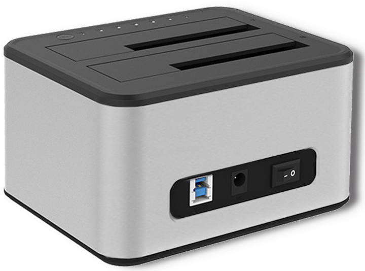 Док-станція Qoltec для 2x HDD/SSD 2.5/3.5 SATA USB 3.0 50316 (5901878503165) - зображення 3