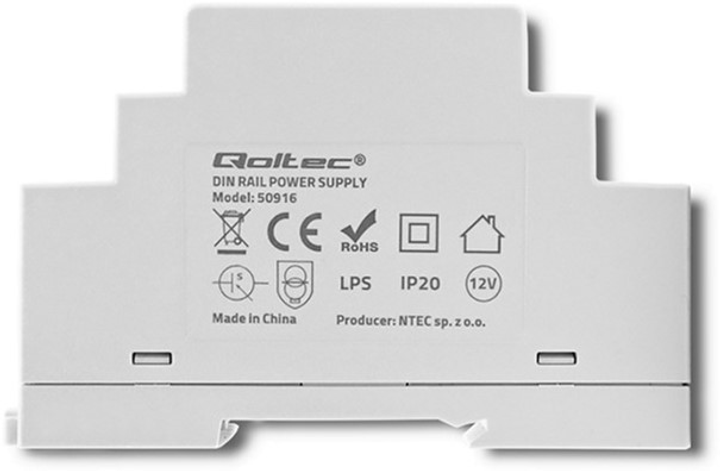 Блок живлення на DIN-рейку Qoltec 15 Вт, 12 В, 1.25A Сірий (50916) (5901878509167) - зображення 3