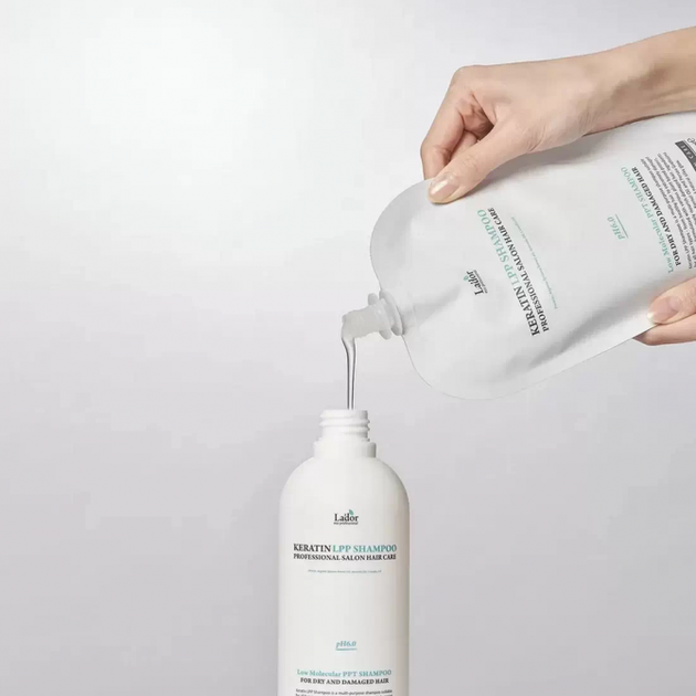 Кератиновий шампунь безсульфатний La'dor Keratin LPP Shampoo pH 6,0 Refill 500 ml (запасний блок) - зображення 2