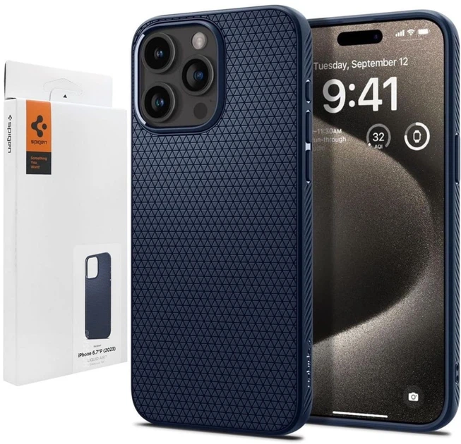 Etui plecki Spigen Liquid Air do Apple iPhone 15 Pro Max Navy Blue (8809896749121) - obraz 3