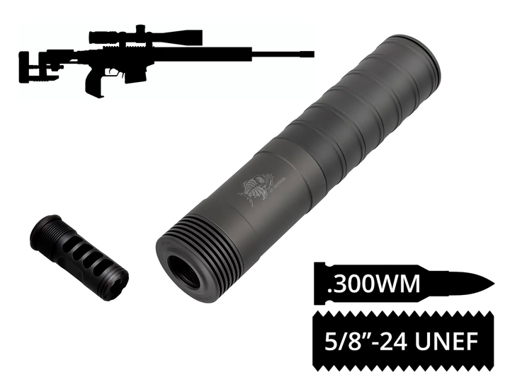 Глушитель разборной 2в1 з дгк AFTactical S56M28 .300WM 5/8"x24 - изображение 1