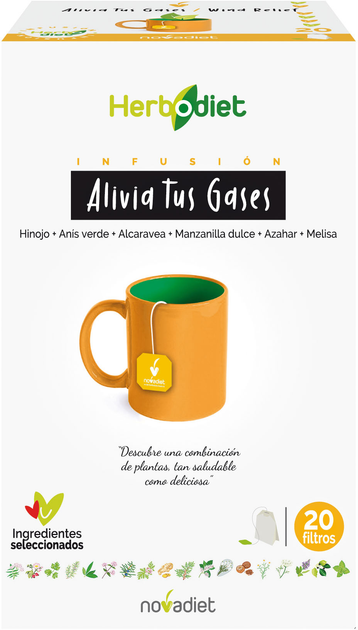 Трав'яний чай Novadiet Herbodiet Alivia Tus Gases 20 шт (8425652001595) - зображення 1