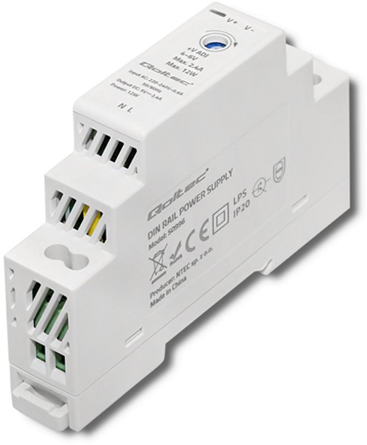 Zasilacz Qoltec na szynę DIN 12 W, 5 V, 2,4 A (50996) (5901878509969) - obraz 1