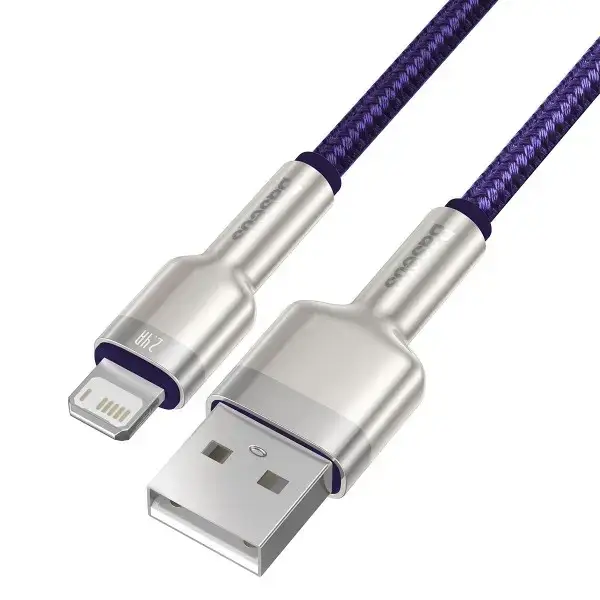 Кабель синхронизации Baseus Cafule Metal Cable USB to Lightning 2.4A 1m Purple (CALJK-A05) - изображение 4