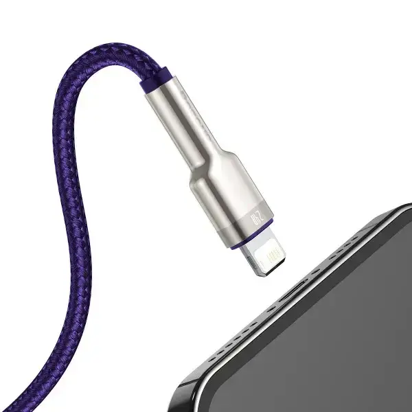 Кабель синхронизации Baseus Cafule Metal Cable USB to Lightning 2.4A 1m Purple (CALJK-A05) - изображение 6
