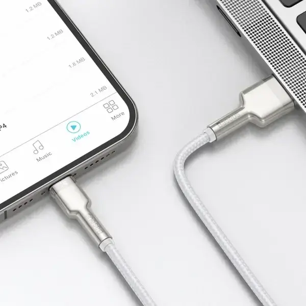 Кабель синхронизации Baseus Cafule Metal Cable USB to Lightning 2.4A 1m Белый (CALJK-A02) - изображение 8