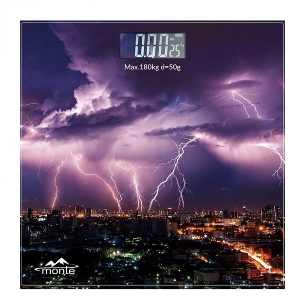 Весы напольные Monte MT-6012-8 180 кг 28х28 см стекло гроза - изображение 1