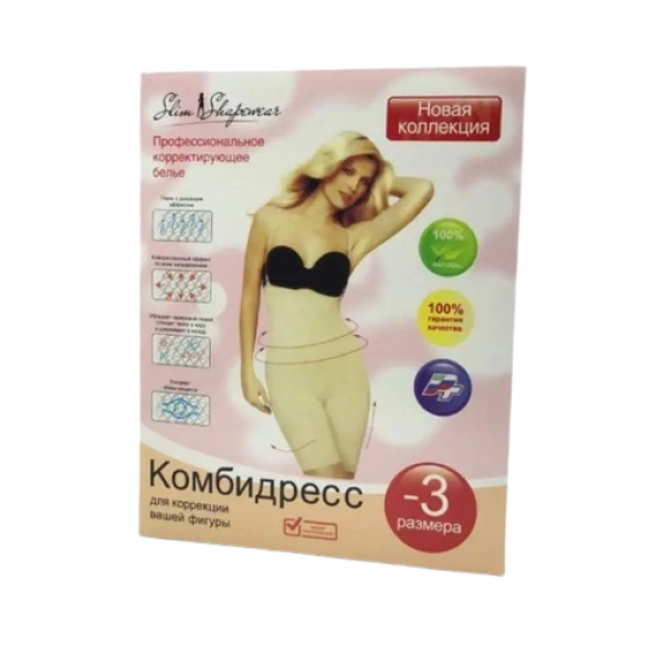 Комбидресс для коррекции фигуры Slim Shapewear Корректирующее белье утягивающие (размер L/XL) Черный - изображение 3