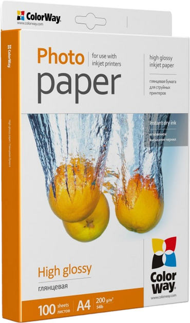 Papier fotograficzny ColorWay High Glossy A4 200 g/m² 100 szt. (6942941820559) - obraz 1