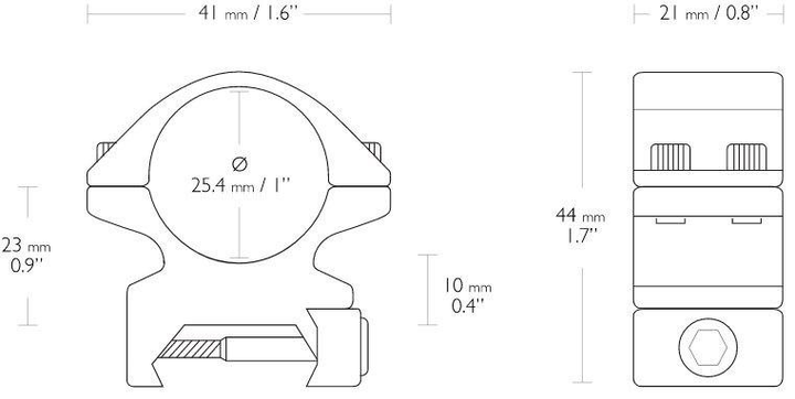 Кільця Hawke Match Mount. d — 25.4 мм. Medium. Weaver - зображення 2