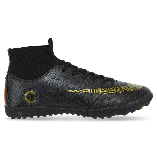 Сороконожки футбольные с носком Zelart CR7 2039-2 размер 36 Black-Gold ...