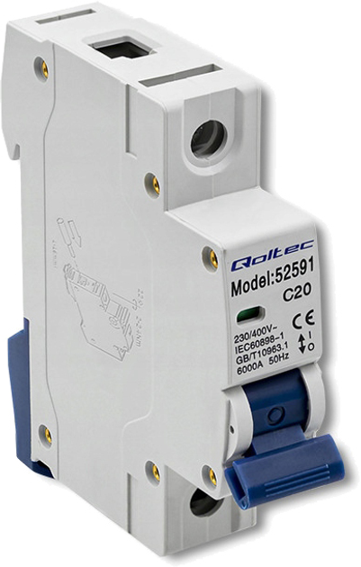 Автоматичний вимикач Qoltec C20 Запобіжник AC 20 A 1P (5901878525914) - зображення 4