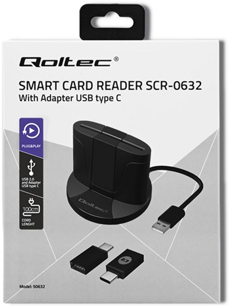 Qoltec Intelligent Smart ID SCR-0632 Czytnik kart chipowych USB typu C (50632) (5901878506326) - obraz 3