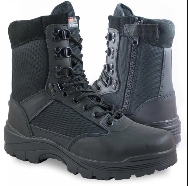 Тактичні берці Mil-Tec Tactical Boots With YKK Zipper Black Розмір 40 (25,5 см) Waterproof зі змійкою - зображення 2