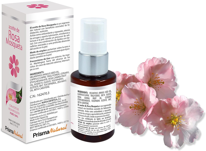 Olejek ryżowy do twarzy Prisma Nat Aceite Rosa Mosqueta 50 ml Spray (8436048047516) - obraz 2