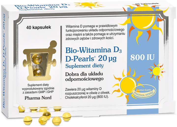 Suplement diety Pharma Nord Bio-Witamina D3 D-pearls 20 mcg 40 kapsułek (5709976137103) - obraz 1