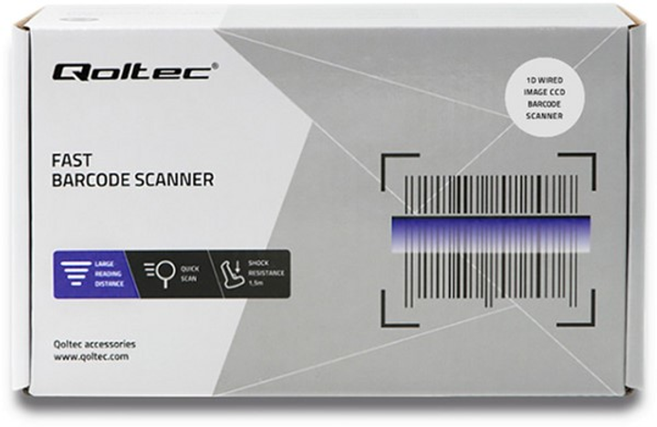 Сканер штрих-кодів Qoltec Laser 1D, CCD, USB Чорний (50866) (5901878508665) - зображення 7