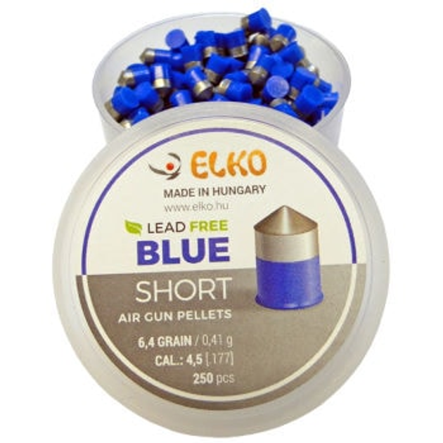 Пули со стальным сердечником и с тефлоновым покрытием Elko Blue Short 4.5мм 0.41г 90шт - изображение 1