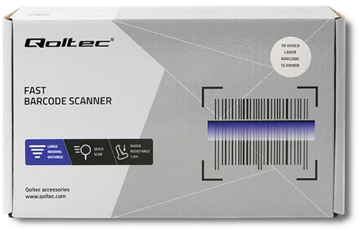 Сканер штрих-кодів Qoltec Laser 1D, USB Чорний з жовтими (50860) (5901878508603) - зображення 7