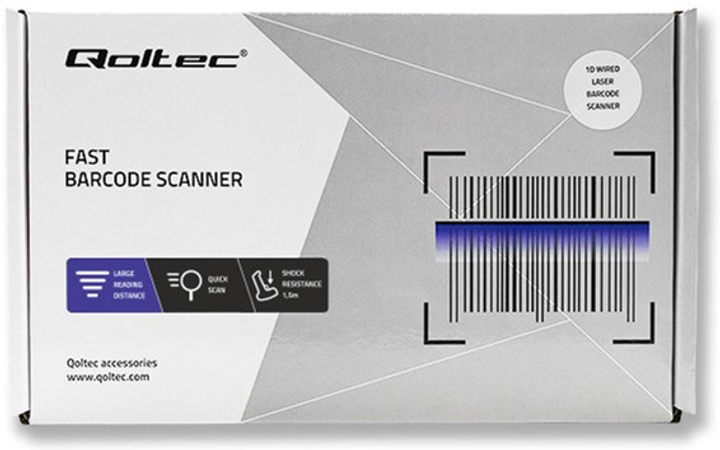 Сканер штрих-кодів Qoltec Laser 1D, USB Чорний (50876) (5901878508764) - зображення 6