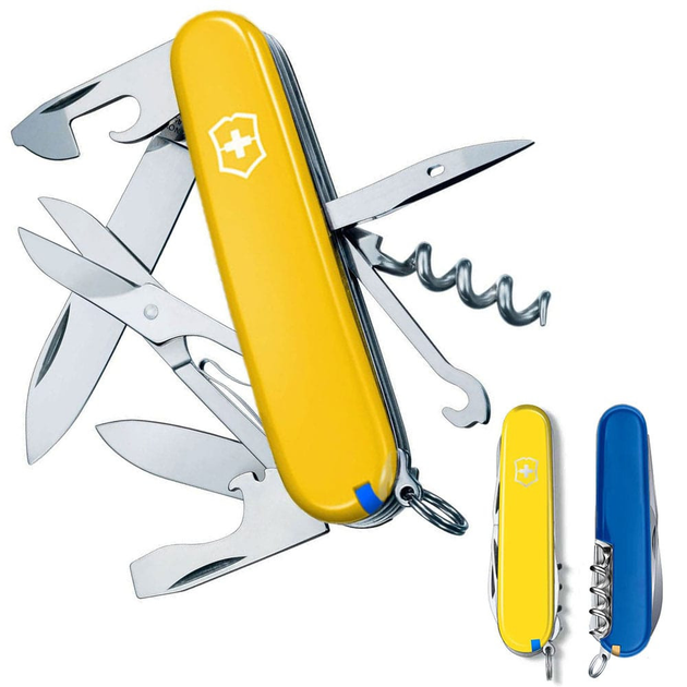 Швейцарський ніж Victorinox CLIMBER UKRAINE 91мм/14 функцій, жовто-сині накладки - зображення 2